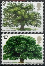GB 1973 & 1974 British Trees Oak & Horse Chestnut SG 922 & 949 MNH mint