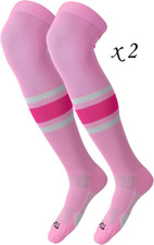 2 Pairs TCK Dugout Over the Knee Baseball Socks - Light Pink Striped - Medium