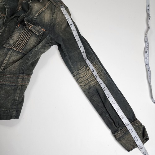 7 For All Mankind Womens Denim Trucker Jacket Size M Black Button Up Made in USA - Picture 5 of 8