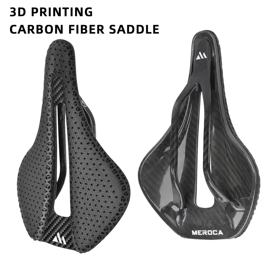 Cojín de asiento transpirable hueco para silla de montar de bicicleta de carretera de fibra de carbono impreso en 3D Foto 3 de 4