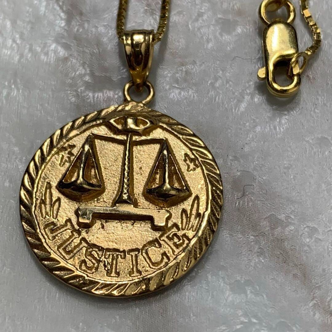 SUPREME Justice Gold Pendant 14K 18SS Necklace Chain 60cm Men's