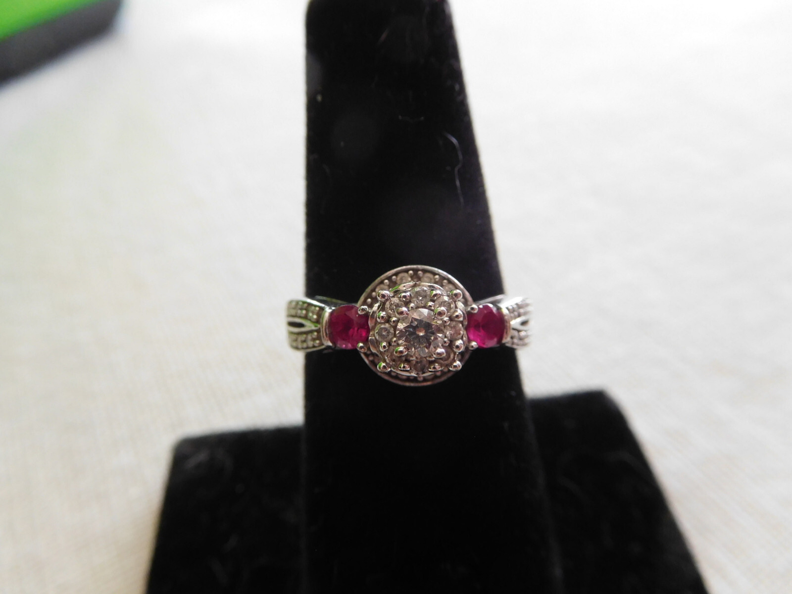 Diamond and Ruby sterling silver ring size 7 - image 1
