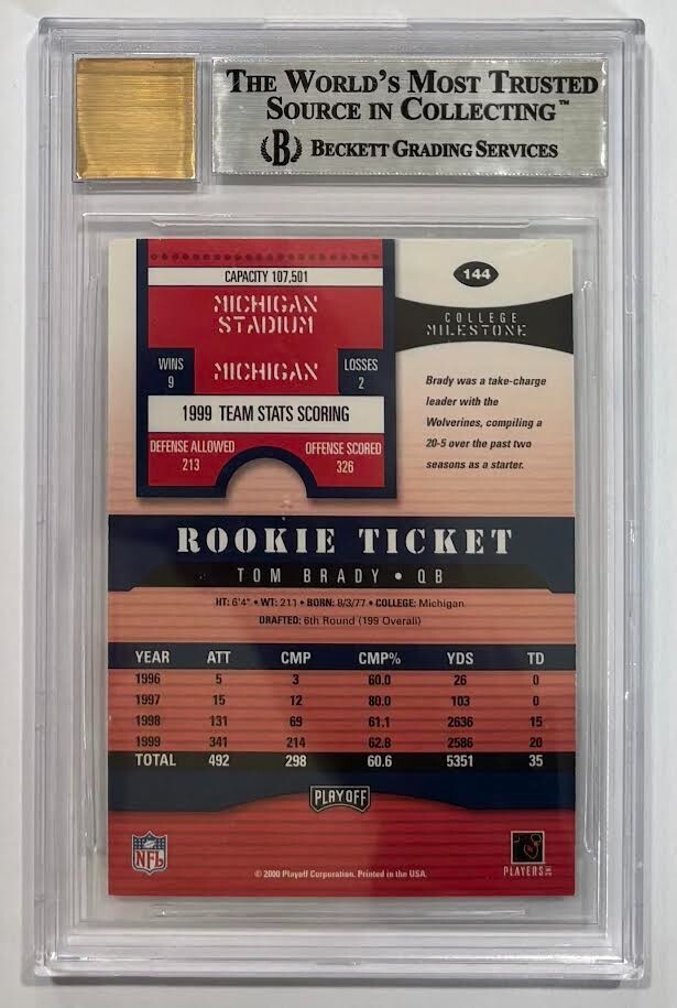 2000 PLAYOFF CONTENDERS #144 TOM BRADY AU BECKETT 9 AUTO 10 view 2
