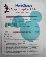 Vintage Disneyland Magic Kingdom Club Membership Card 1999