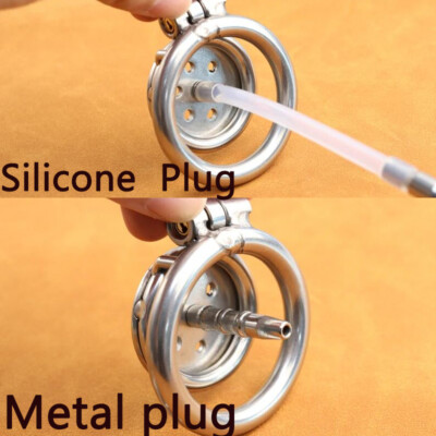 Male Edelstahl Peniskäfig mit Tube Keuschheitskäfig Penisrohr Flat Chastity Cage