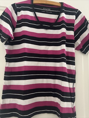 1 Damen T-Shirt pink-schwarz-weiss gestreift   Gr. 40/42    Stooker Style Sue