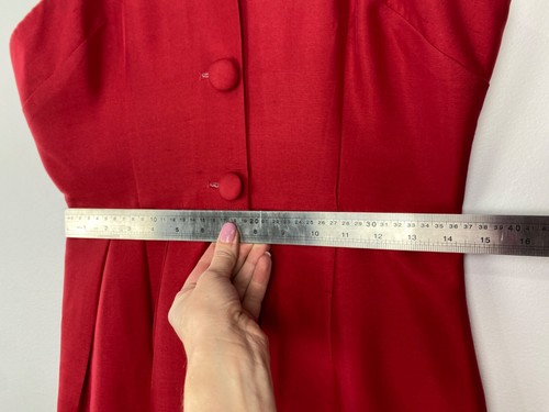Alex Perry - 100% Silk Red Crepe Sleeveless Collared Button Up Dress A-Line 10 - Picture 8 of 13