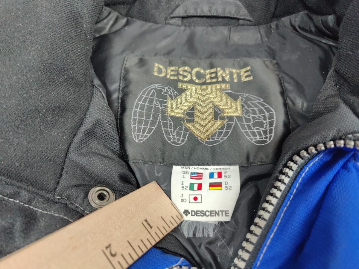 Vintage Descente Ski Snow Jacket 90s Full Zip Men's L Blue Hooded