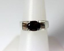 Beautiful Sterling Silver Faceted Smoky Quartz Ring Size 8 11435