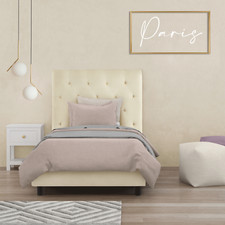 OnNuvo Letto PARIS con Doghe INDIPENDENTI, Rivestimento Eco Pelle Beige