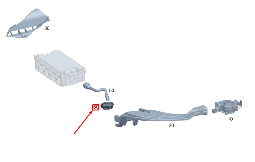 MB GLA H247 Batteriekühlsystem, offene, glatte Tülle, A0009988400