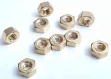 Pack of 10 New 1/4"-20 Brass Hex Nuts