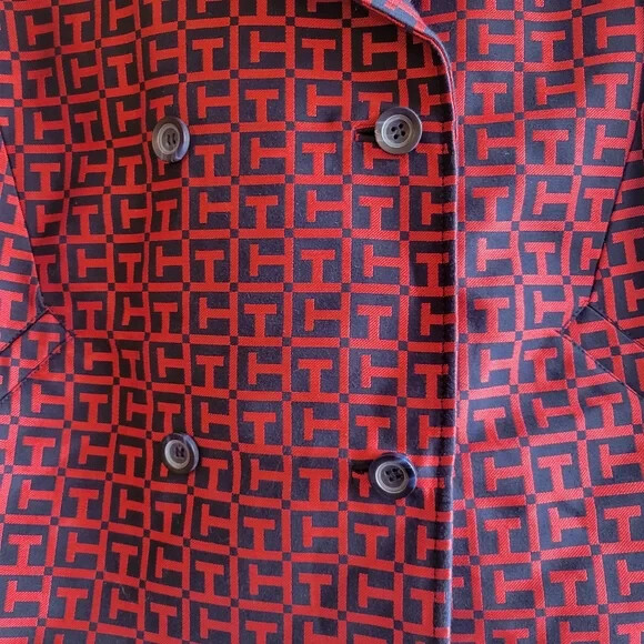 Tommy Hilfiger Women's Red Blue Print Double Breasted Jacket Size Medium thumbnail 5