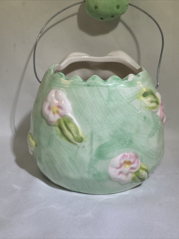 Vintage K's Collection Ceramic Easter Bunny Basket Candy Dish Container