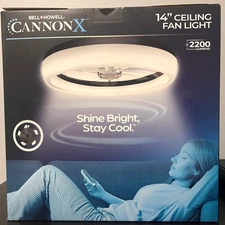 BELL + HOWELL CannonX 14" Flush Mount Ceiling Fan w/Led Light 7-Blade 6speed NEW