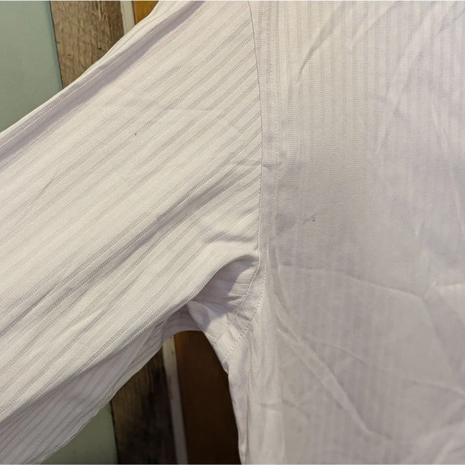 Camisa de vestir para hombre Enro blanca/rosa a rayas L/S con botones 15 1/2 32/33 Foto 3 de 4