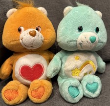 Vintage 2002 Lot Of 2 Care Bears Tenderheart Bear And Wish Bear 8  Plush