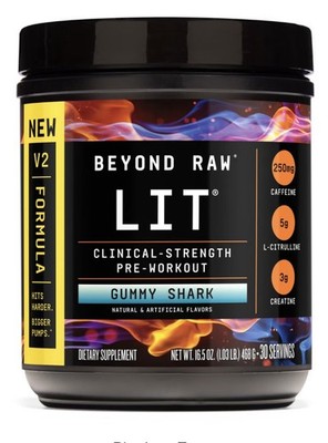 BEYOND RAW LIT V2 Clinical Strength Pre Workout Powder Hits Harder Bigger Pum...