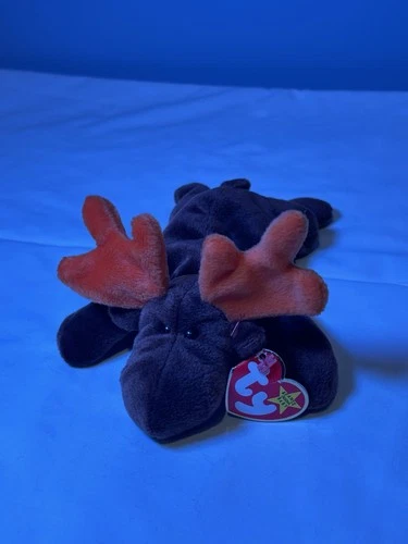 Vintage 1993 Ty Beanie Babies Baby Chocolate Brown Moose w/ Tag 9" Retired