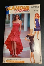 1990s Special Occasion Dress Pattern 4724 Size 6-8-10 Bridesmaid Prom Glamour 