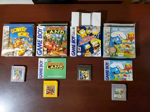 Nintendo Game Boy/Color Donkey  Kong, The Simpsons & The Smurfs Complete Box CIB
