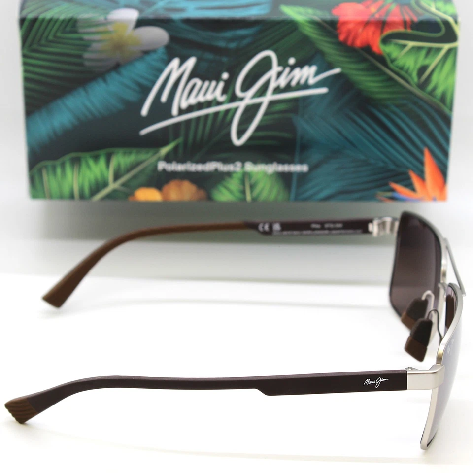 全新 Maui Jim PIHA 偏光太阳镜 哑光 银色 / 双镜镜片 DBS621-17 — 第 3/4 张图片