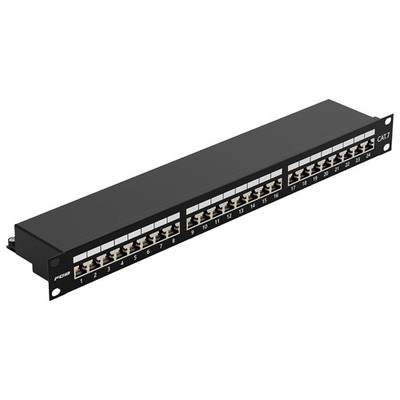 FGB CAT 7 Patchpanel Verteilerfeld 24 Port - 19'' Zoll Rackeinbau Servermontage