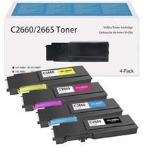 VivEto C2660/2665 CMYK Compatible Toner 4 Pack Laser for Dell 593-BBBU-T