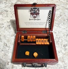 Wooden Shut The Box Dice Game Travel Board Game in Wooden Box No Instructions 