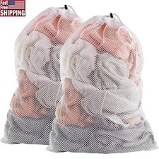 Foldable Nylon Storage Bags Sturdy Drawstring Closure Space Saving 50lbs 2-Pack