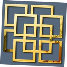  Wall Mount Home Mirror, 2 Pieces Silver Square Decorative Mirror Mirrored Gold