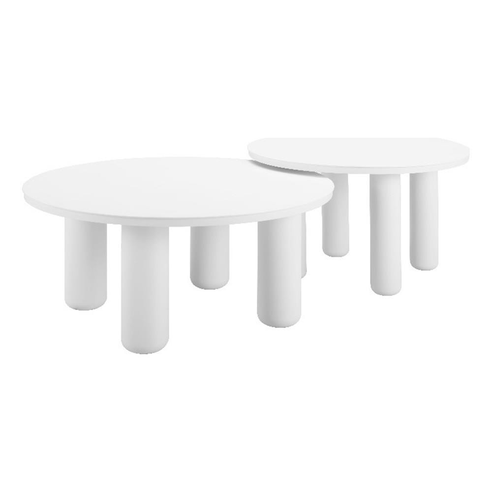 White Ola 2-Piece Coffee Table Set with Modern Design