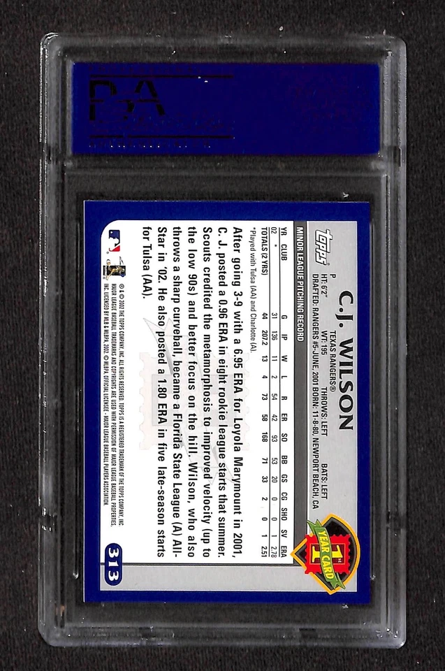 2003 Topps #313 CJ WILSON PSA 10 GEM-MT 06394436 - Image 2 of 3