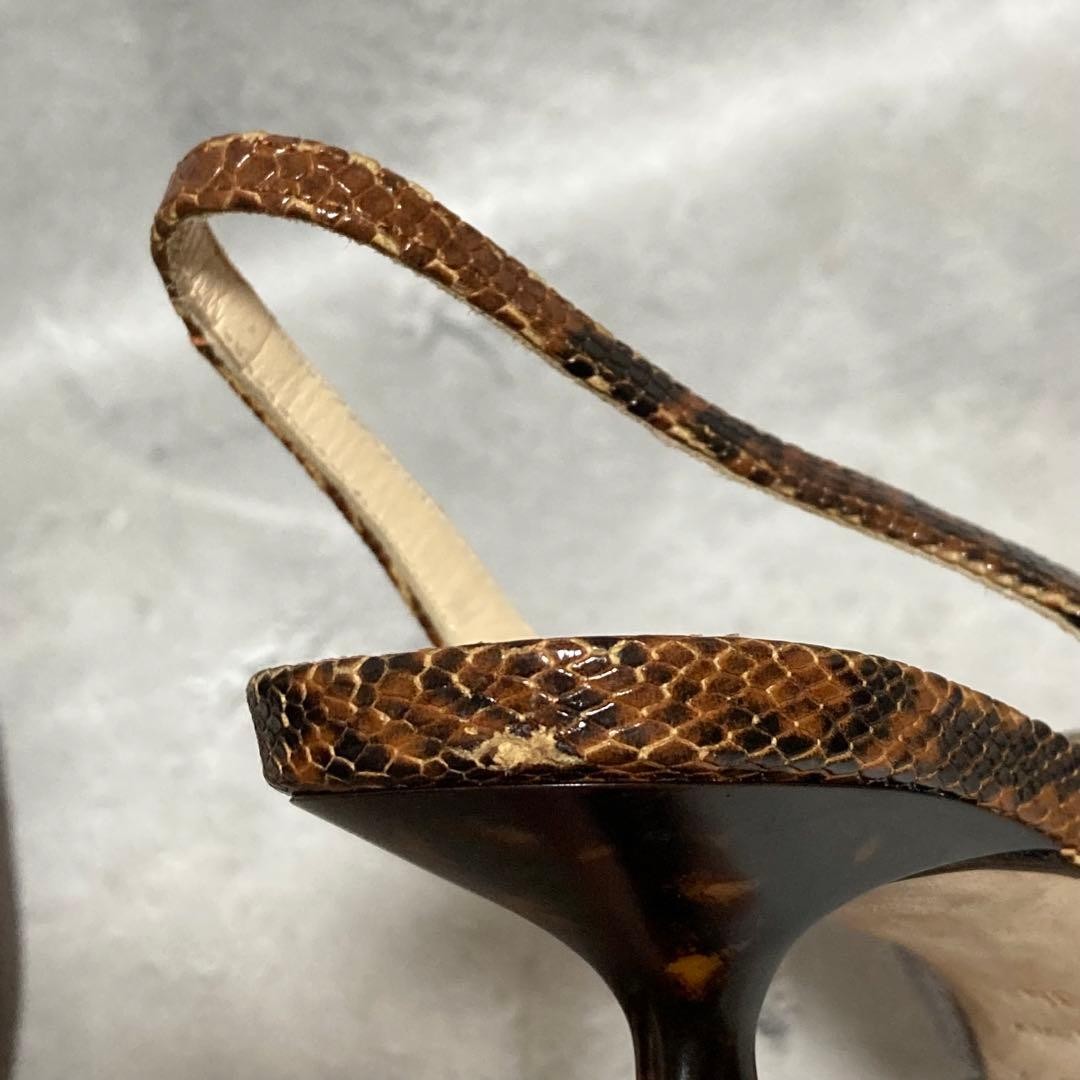 Jimmy Choo Python Mules Pointed Toe Heels Brown E… - image 14