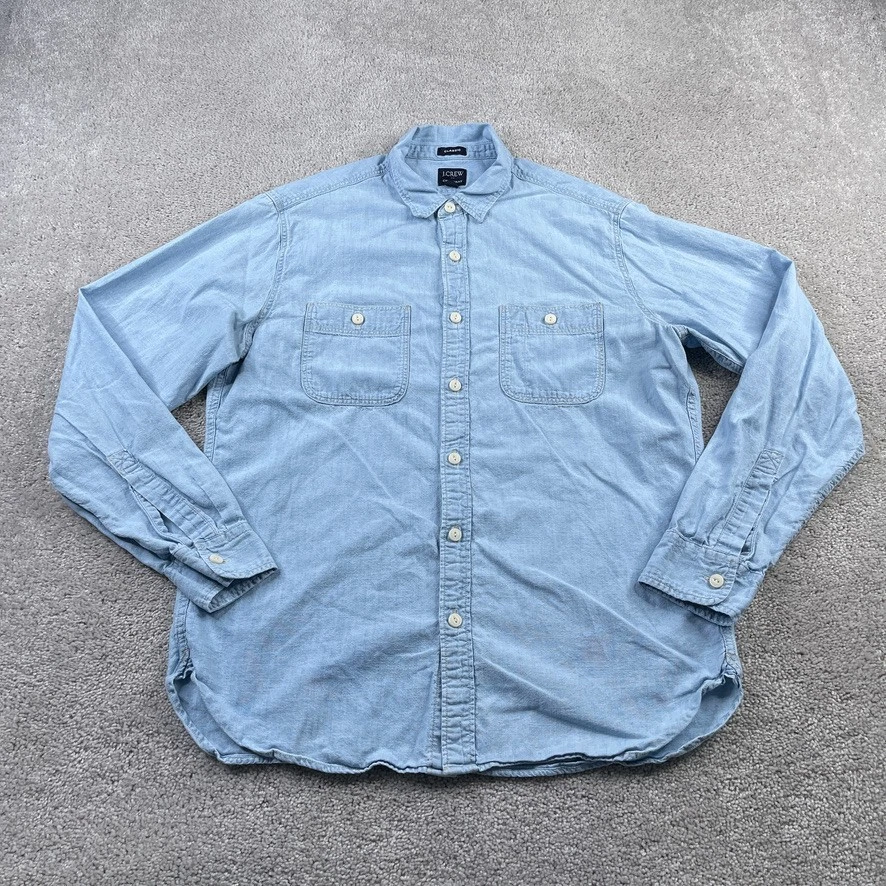 J Crew Shirt Mens Medium Blue Chambray Classic Utility Long Sleeve Button Up - Image 2 of 4