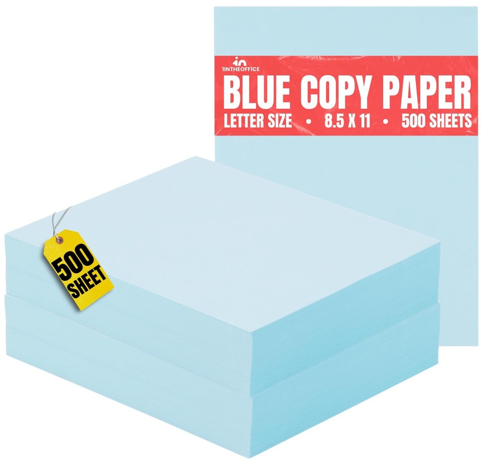 Premium 20lb Blue Copy Paper 8.5 x 11 Letter Size 500 Sheets