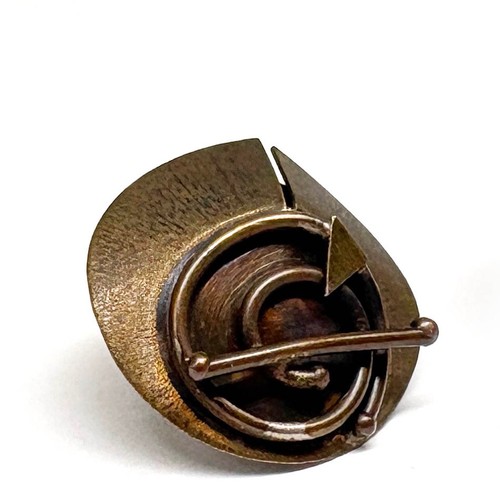 1994 SIGNIERTE BRONZE Kunsthandwerk Abstrakt GEOMTRIC Modernist Ohrringe Sterling Post - Bild 3 von 6