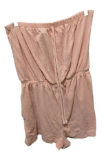 Vintage 80s Sears Tropical Escape Peach Terry Cloth Romper Size Large-Enjoyed 