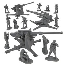 BMC WW2 German 88mm Flak Artillery  Crews - 15pc Gray Army Men  Diorama Setup