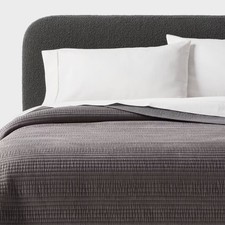 King Ruched Velvet Quilt Gray - Threshold