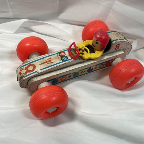 VINTAGE Fisher Price - Bouncy Racer # 8  9 3/4" Long Working 1960 USED