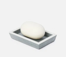 Pigeon & Poodle Maranello Steel Blue/White Soap Dish 6.5"L x 4.5"W x 1"H - NEW!