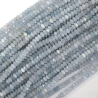 2.5x4mm natural faceted blue aquamarine rondelle button beads 15.5" strand 4mm