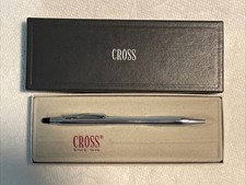 Vintage Chrome Cross Ball Point Pen Blue - Box Owners Manual - MINT - SDS