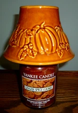 Large Mustard Autume Pumpkin YANKEE CANDLE Shade Jar Topper + Candle