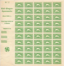 Stamp Germany Revenue Sheet Wwii 3rd Reich Automobile Kdf Volkswagen Mnh