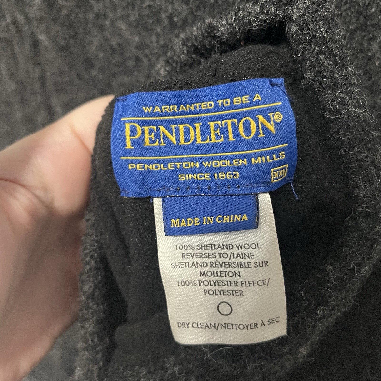 Pendleton 100% Shetland Wool Black Reversible Fle… - image 8