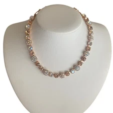 NWT Mariana Rose Gold Plated Champgne AB Flower Crystal Necklace 18" whimsical