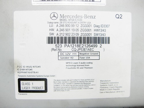 Mercedes-Benz  A2469009912 Audio system AUDIO 20 CLA C117 GLA X156 B-class W246 - Picture 7 of 8