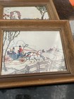 Antique handmade framed embroidery, carriage and horses, English country scene. — photo 8